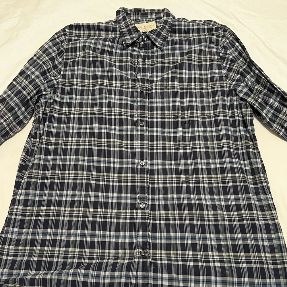 Polo Ralph Lauren Men Button Down Shirt Long Sleeve Blue/White Checked 2XL XXL